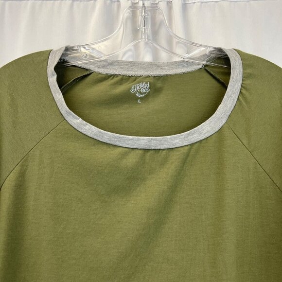 Tickled Teal Women’s Long Sleeve Tunic Top Green/Multi Size Large Elbow Patches - Picture 3 of 7